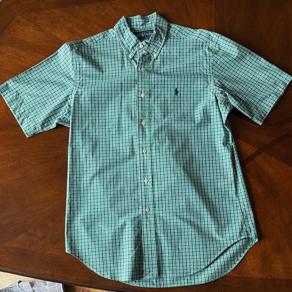 Men's Polo Ralph Lauren Green Checkered Short Sleeve Shirt